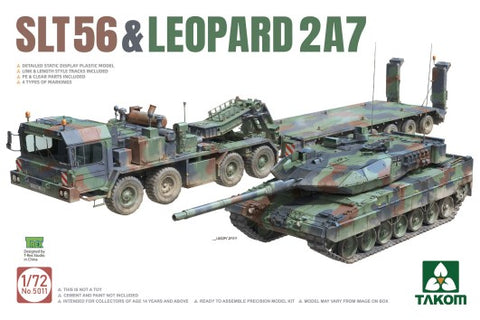 TAKOM 1/72 SLT56 Tank Transporter & Leopard 2A7 Tank (2 Kits)