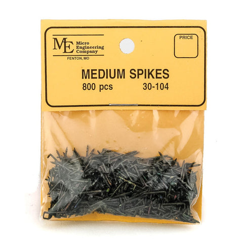 MICRO ENGINEERING HO Blackened Metal Spikes -- Medium 3/8" Long pkg(800)