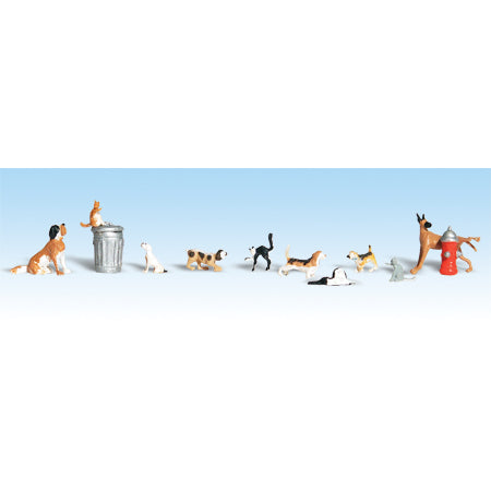 WOODLAND SCENICS HO Figures: Dogs & Cats