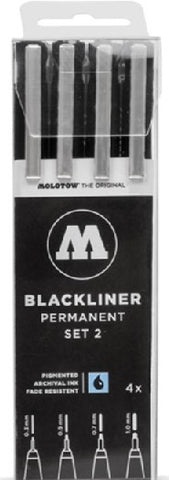 MOLOWOW Blackliner Pen 4pc Set #2 (.3, .5, .7, 1mm)