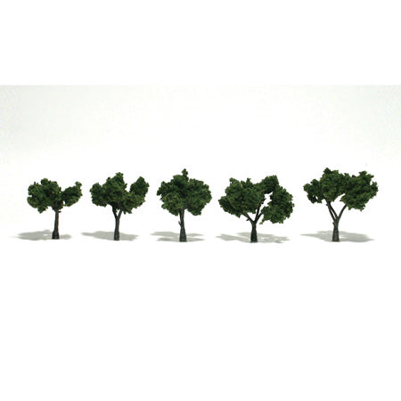 WOODLAND SCENICS Ready-Made Tree Medium Green Trees, 1-1/4" to 2" (5)