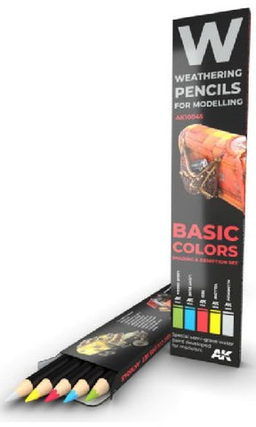 AKI Weathering Pencils: Basic Colors Shading & Demotion Set (5 Colors)