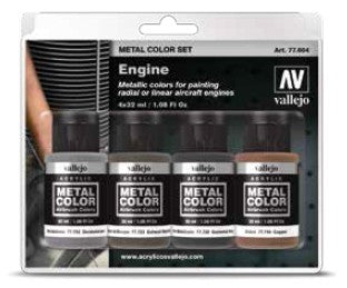 VALLEJO 32ml Bottle Engine Aircraft Metal Color Paint Set (4 Colors)