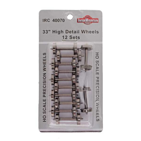 HO HIGH DETAIL BRASS 33" WHEELSETS (12)