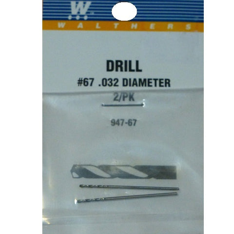 WALTHERS Drill Bit - pkg(2) -- #67 - .032" Diameter