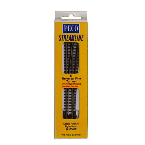 PECO N SL-E388F Turnout, Large Radius, Right Hand