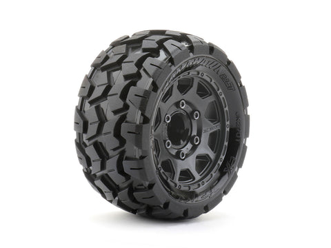 JETKO 1/10 ST 2.8 Tomahawk Tires Mounted on Black Claw Rims, Medium Soft, 14mm Hex for Arrma