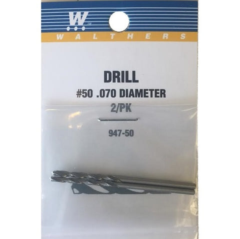 WALTHERS Drill Bit - pkg(2) -- #50 - .070" Diameter