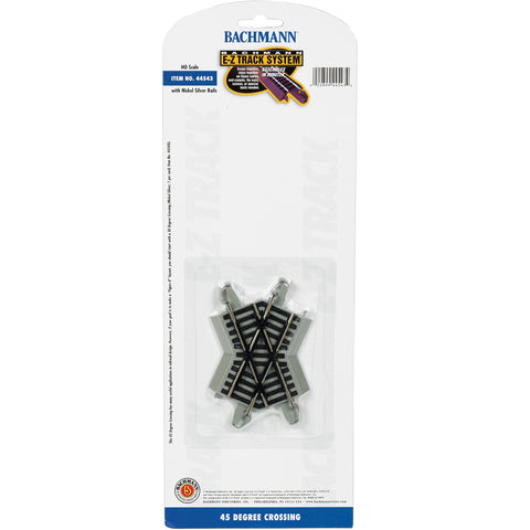 BACHMANN HO Crossing w/Nickel Silver Rail & Gray Roadbed - E-Z Track(R) -- 45-Degree