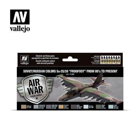 VALLEJO 17ml Bottle Soviet/Russian Su25/39 Frogfoot 80's to Present Model Air War Paint Set (8 Colors)