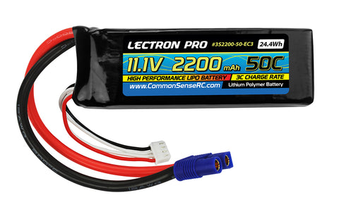 LECTRONPRO LIPO 11.1V 3S 2200mah 50C W/ EC3