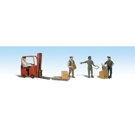 WOODLAND SCENICS HO Figures: Workers w/ Forklift