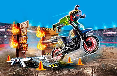 PLAYMOBIL Stunt Show Motocross with fiery Wall
