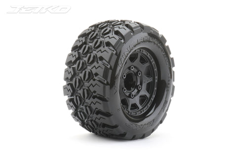 Jetko King Cobra 1/10 MT 2.8 Tires Mounted on Black Claw Rims, Medium Soft, 12mm Hex, 0" Offset (2)