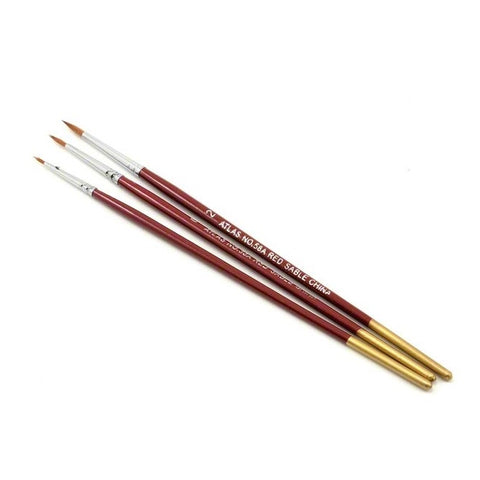 ATLAS BRUSH #58: 1,3,5 Red Sable Detailing Brushes (3)