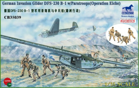 BRONCO 1/35 German DFS230B1 Tactical Assault Glider w/4 Paratroopers