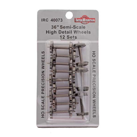 HO HIGH DETAIL BRASS 36" SEMI-SCALE WHEELSETS (12)