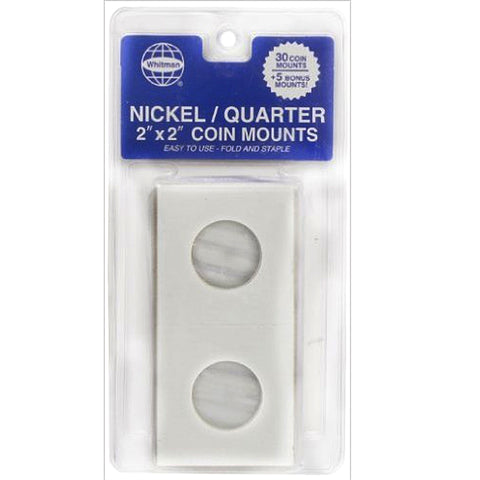 WHITMAN Nickel & Quarter 2"x2" Cardboard Coin Mount (35/pk)