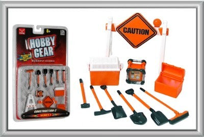PHOENIX 1/24 Construction Accessories: Caution Sign, Tool Box, Cooler, Generator, Shovels, Broom, Sledge Hammer, Pick Axe)