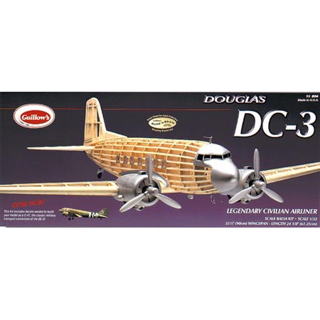 GUILLOWS 35-1/2" Wingspan DC3 Civilian Kit