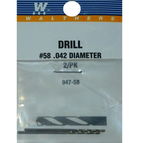 WALTHERS Drill Bit - pkg(2) -- #58 - .042" Diameter