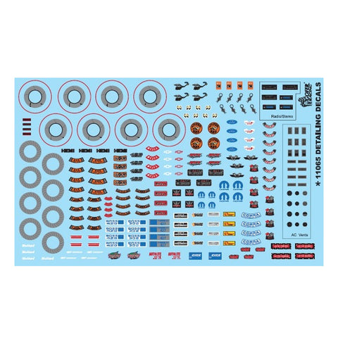 GOFER 1/24-1/25 Car Detailing Decals (Under the Hood, Brakes, AC Vents, Radio, etc.)