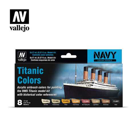 VALLEJO 	17ml Bottle Navy Titanic Ship Model Air Paint Set (8 Colors)