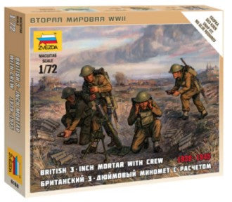ZVEZDA 1/72 British 3-inch Mortar w/4 Crew 1939-45 (Snap)
