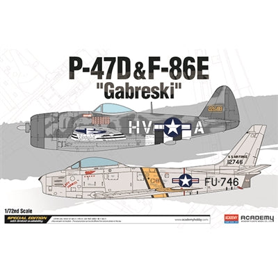 ACADEMY 1/72 P47D & F84E Gabreski USAAF Fighter (2 Kits)