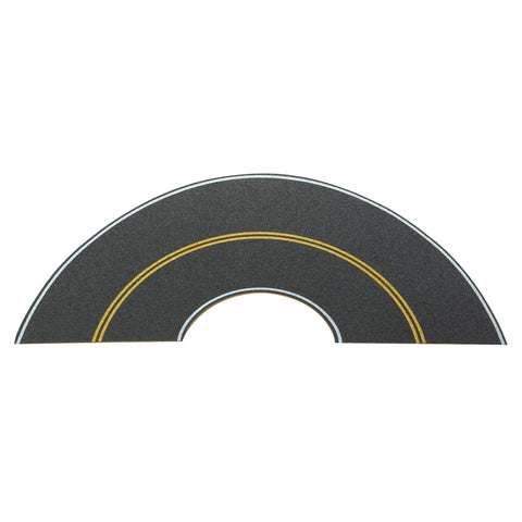 WALTHERS HO Flexible Self-Adhesive Paved Roadway -- Vintage and Modern Curves (solid double yellow centerline, white edge marks)