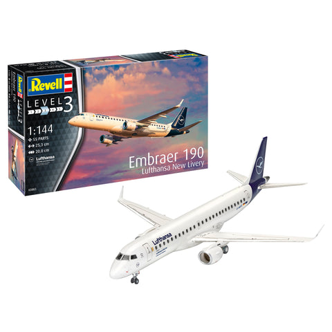 REVELL 1/144 Embraer 190 Lufthansa Passenger Airliner