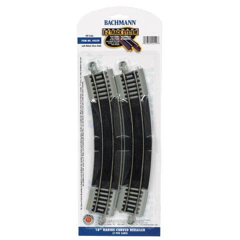 BACHMANN HO  E-Z Track 18" Radius Curved Rerailer Nickel Silver w/Grey Roadbed (2)