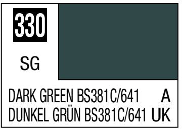 MR HOBBY 10ml Lacquer Based Semi-Gloss Dark Green BS381C/641