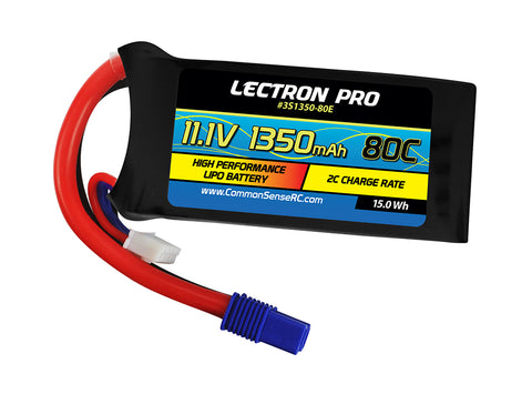 LECTRONPRO LIPO 11.1V 3S 1350MAH 80C W/ EC3