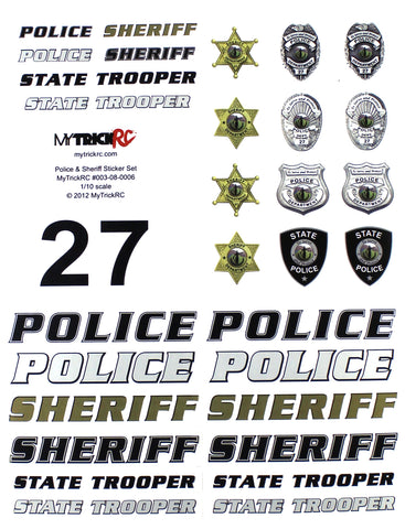 Realistic 1:10 Scale Decal Set, Police and Sheriff Combo