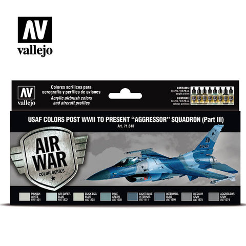 VALLEJO 17ml Bottle USAF Post WWII to Present Aggressor Squadron Part 3 Model Air War Paint Set (8 Colors)
