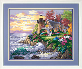 DIMENSIONS Guardian of the Sea (Cottage Lighthouse) Paint by Number (20"x16")