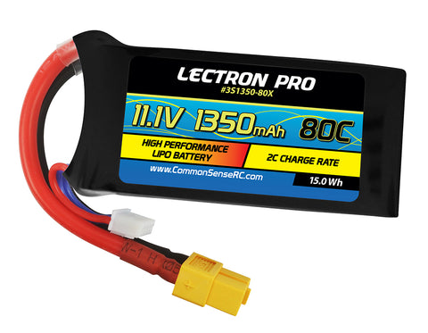 LECTRONPRO LIPO 11.1V 3S 1350mah 80C W/ XT60