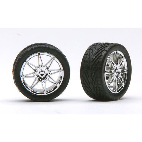 1/24-1/25 Diamantes Chrome Rims w/Tires (4)