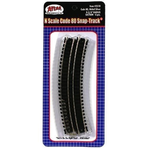 ATLAS N Code 80 9-3/4" Radius Track (6 pcs/pk)