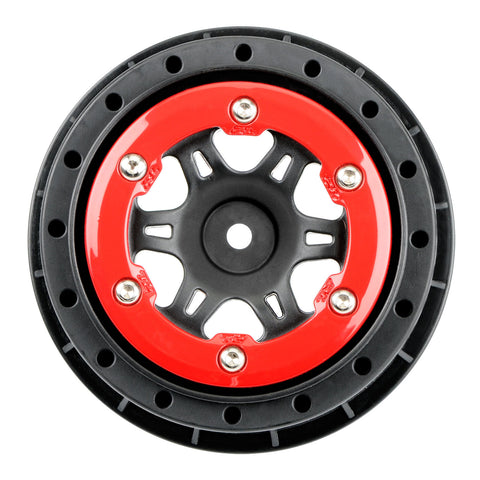 PROLINE Split Six Front 2.2"/3.0" 12mm Short Course Wheels (2) Red/Blk