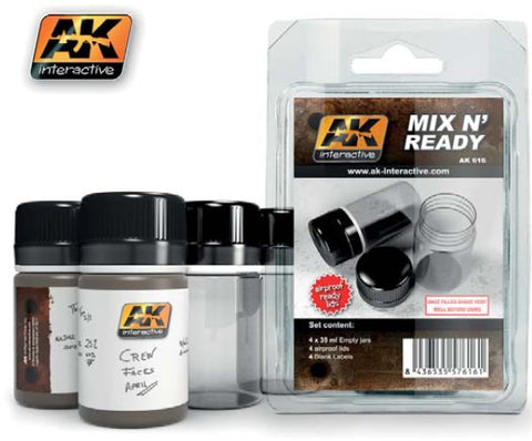 AKI Mix N' Ready 35ml Empty Bottles w/Labels