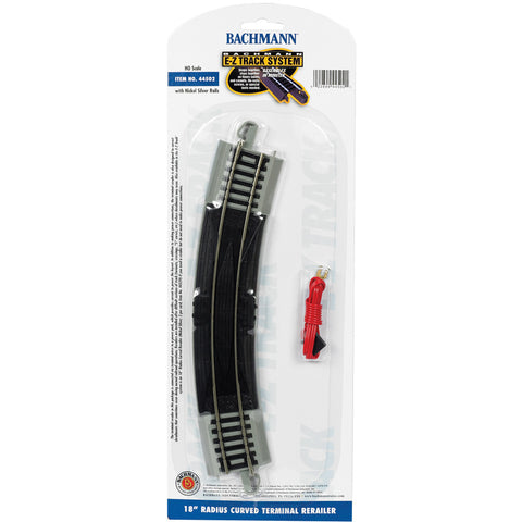 BACHMANN HO  E-Z Track 18" Terminal Rerailer with Wire Nickel Silver Track with Gray Roadbed