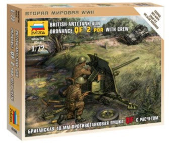 ZVEZDA 1/100 British QF 2-Pdr Anti-Tank Gun w/2 Crew (Snap)