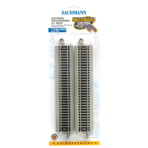 BACHMANN HO Reversing System- E-Z Track(R) -- 9" Straight w/Nickel Silver Rail & Gray Roadbed pkg(4)