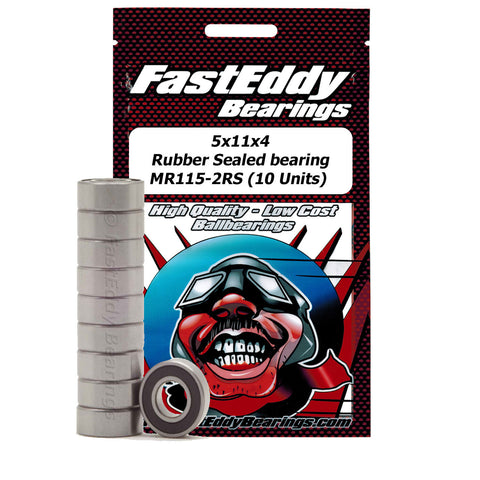 FASTEDDY 5x11x4 Rubber Sealed Bearing MR115-2RS (10 Units)