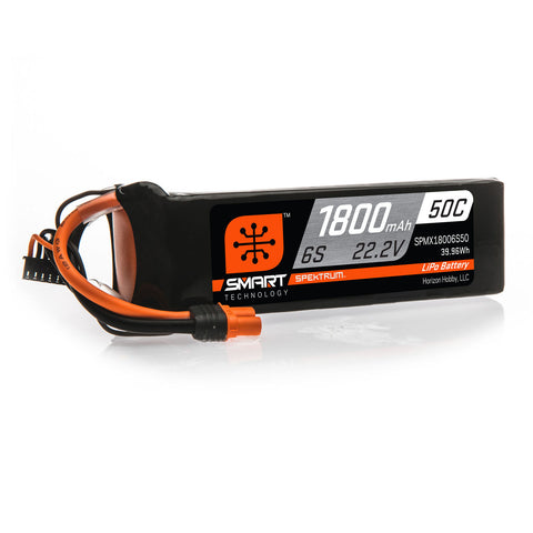 SPEKTRUM 1800mAh 6S 22.2V 50C Smart LiPo Battery; IC3