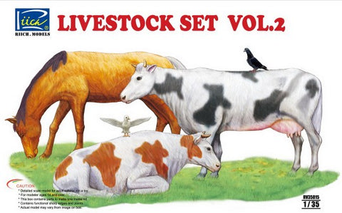 RIICH 1/35 Livestock Set Vol.2: Horse, Cows, Pigeons