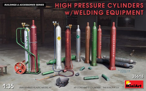 MINIART 1/35 High Pressure Cylinders (12) w/Welding Equipment