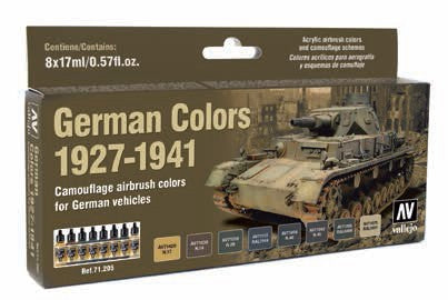 VALLEJO 17ml Bottle German 1927-1941 Vehicles Model Air Paint Set (8 Colors)